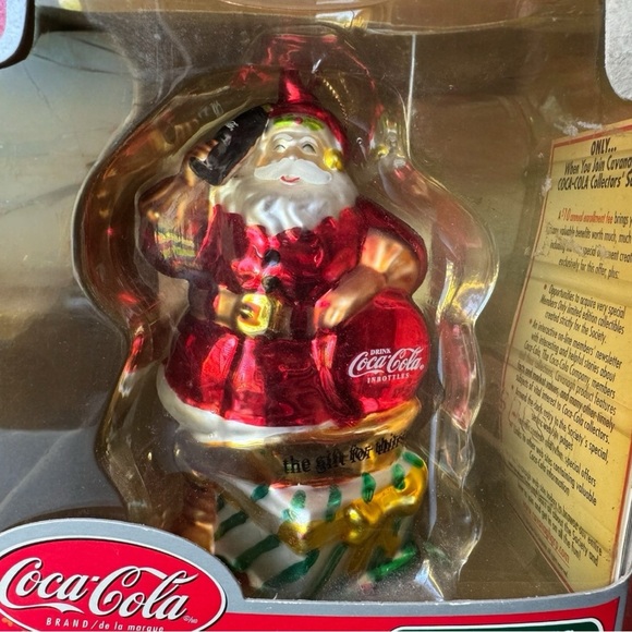 VINTAGE 2002 Coca-Cola Santa Blown Glass Ornament in Box - Christmas Tree - Picture 3 of 16